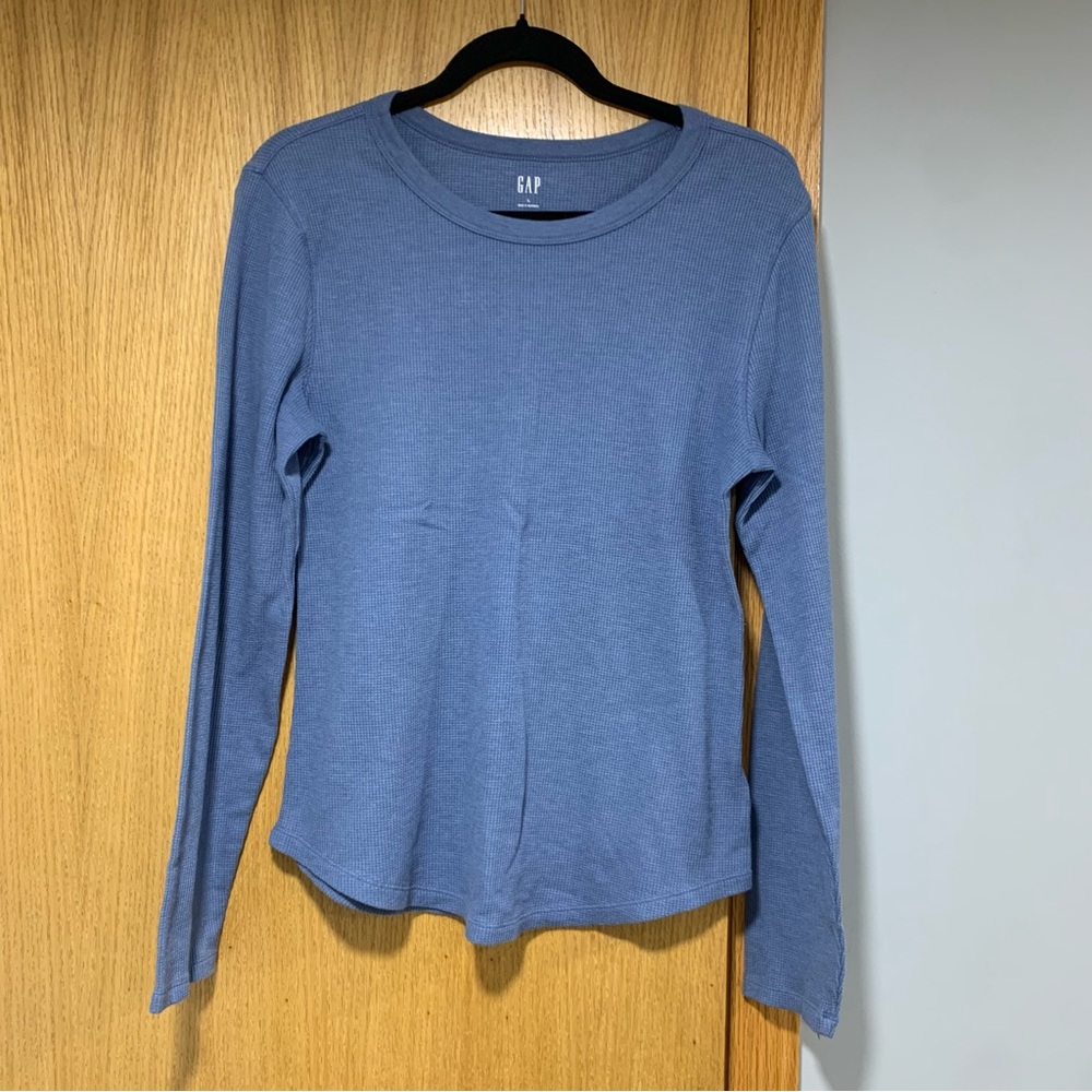Gap Long Sleeve Women's Waffle Tee Blue / White (Lot of 2) - Size Large